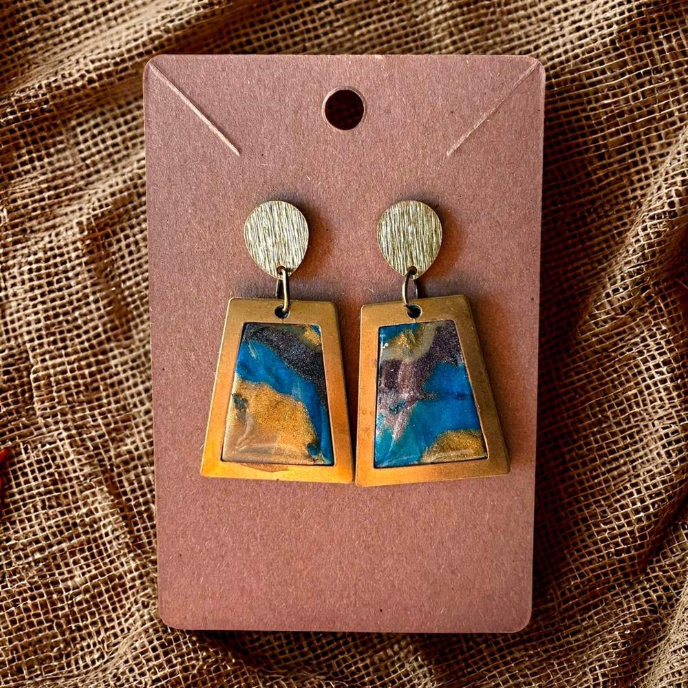 Elegant Blue and Gold Earrings